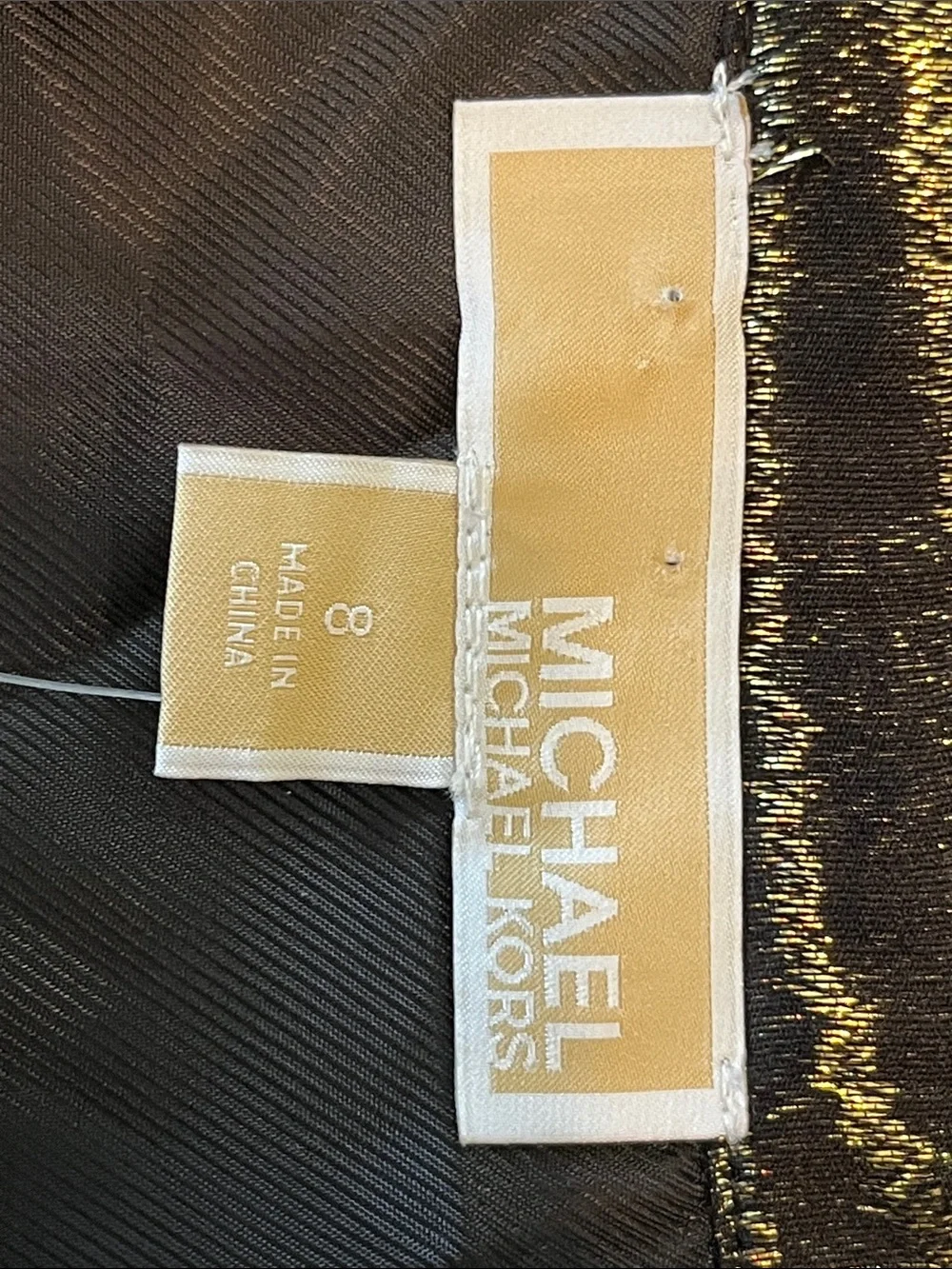 Michael Kors Black Tunic with Gold Wave Pattern